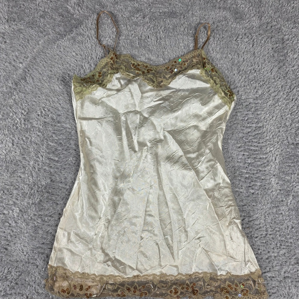 No Boundaries Camisole Women Medium Ivory Good Lace‎ Sequin Y2K Fairycore Top